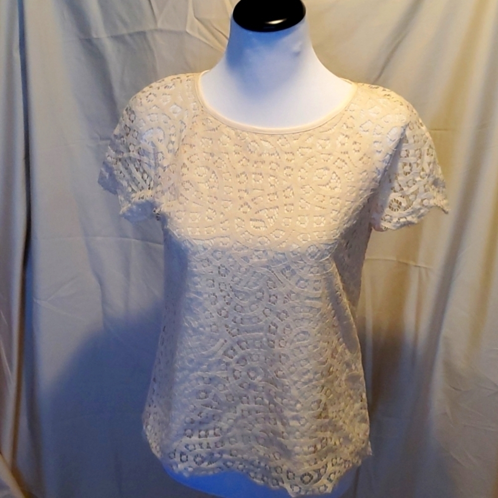 J. Crew Lace Swoop Neck Top SZ 0 💕